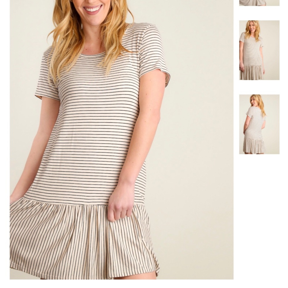 SALE!!  Taupe and Navy Stripped Dress